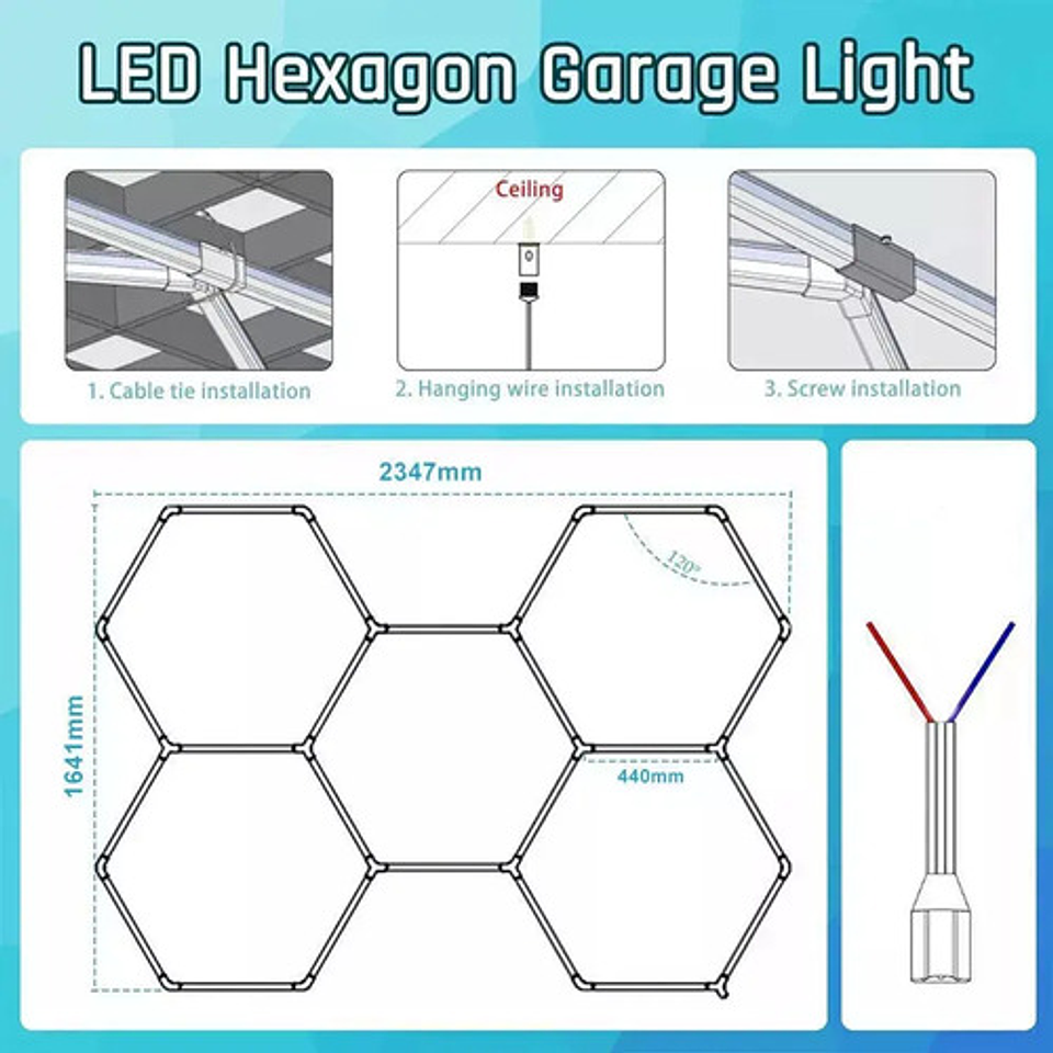 Luz De Techo Hexagonal Led 192w 1200 Lúmenes Blanco Frío 6500k Thek 5