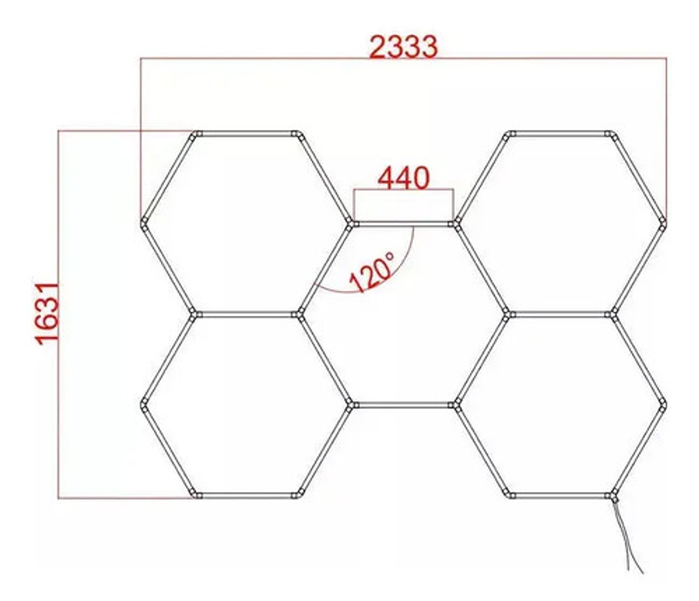 Luz De Techo Hexagonal Led 192w 1200 Lúmenes Blanco Frío 6500k Thek 7