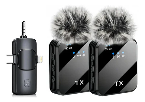 Pack 2 Microfonos Inalambrico Dual Para iPhone Y Android