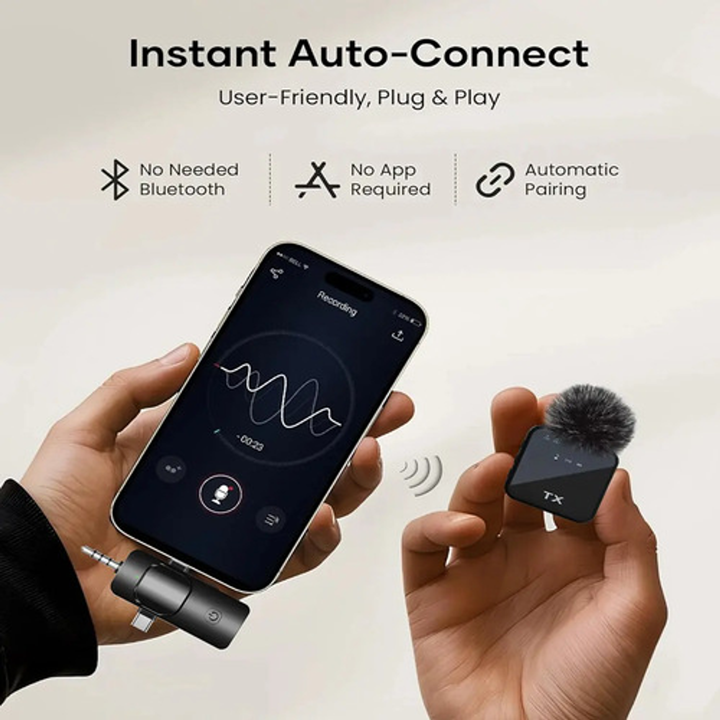 Pack 2 Microfonos Inalambrico Dual Para iPhone Y Android 5