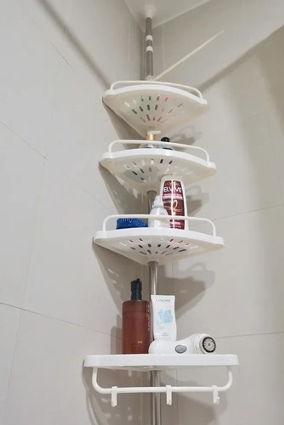 Organizador De Baño Esquinero Telescópico Thek Ajustable 155-330 Cm Blanco 3