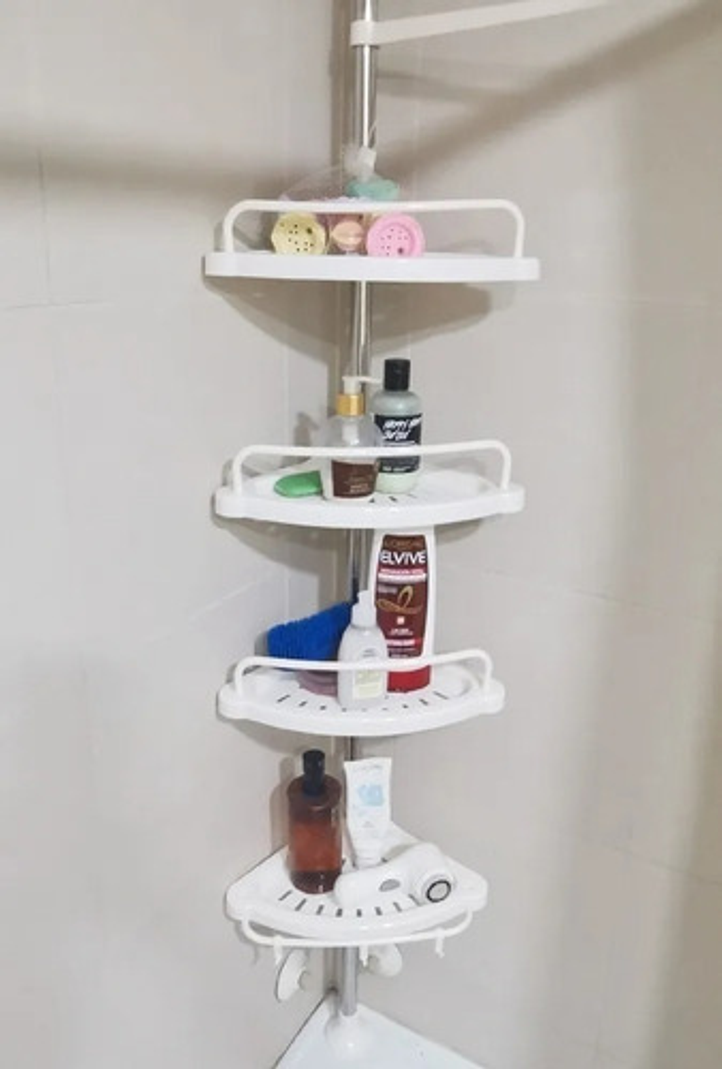 Organizador De Baño Esquinero Telescópico Thek Ajustable 155-330 Cm Blanco 4