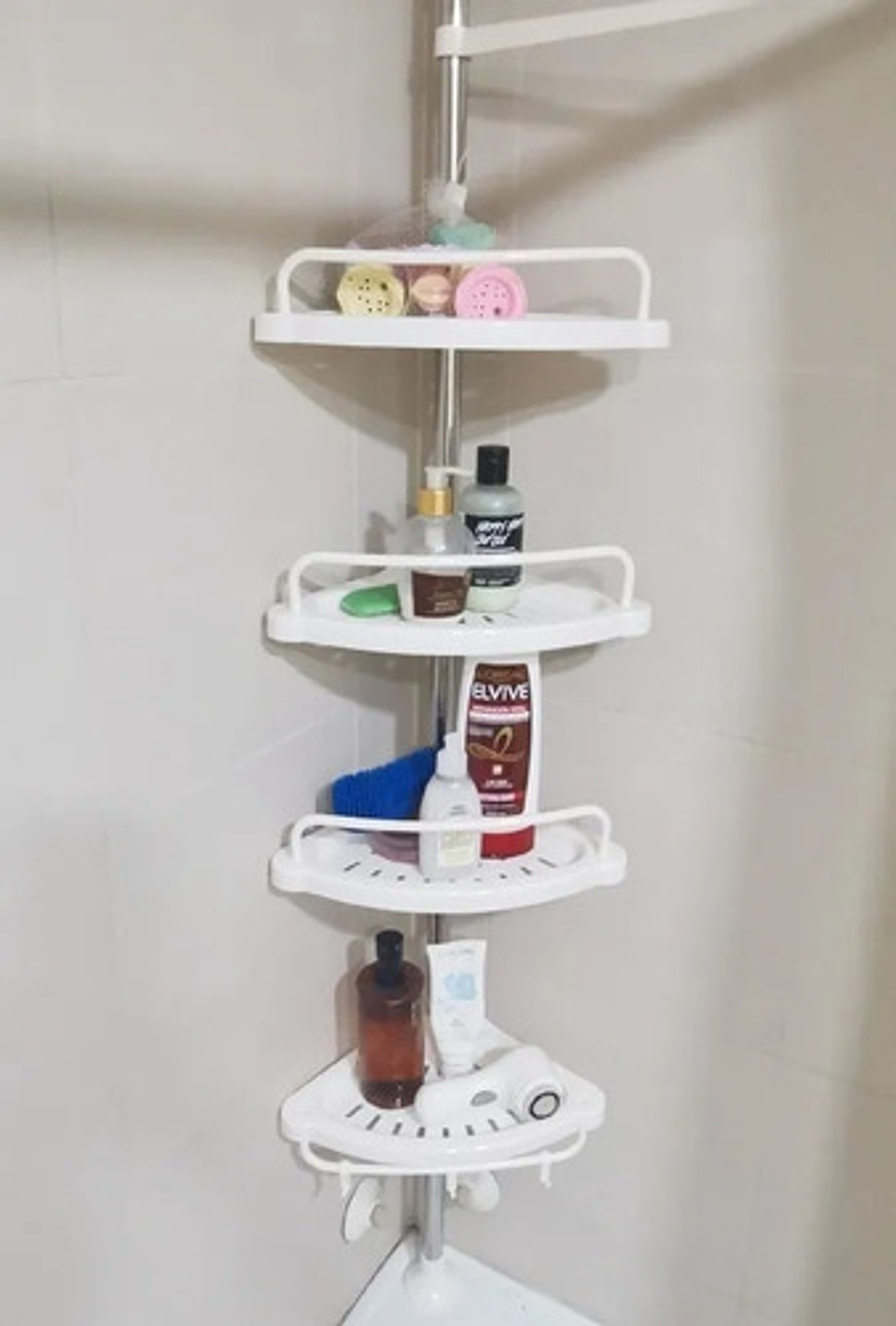 Organizador De Baño Esquinero Telescópico Thek Ajustable 155-330 Cm Blanco 4