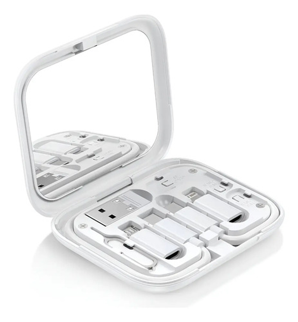Cable Usb Tipo C Thek 4 En 1 Blanco Con Estuche Y Espejo Integrado 60w 1