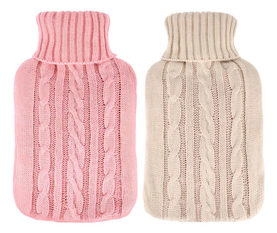 Guatero De Goma 2 Litros Compresa Calor Funda Tejida Dolor Muscular 1