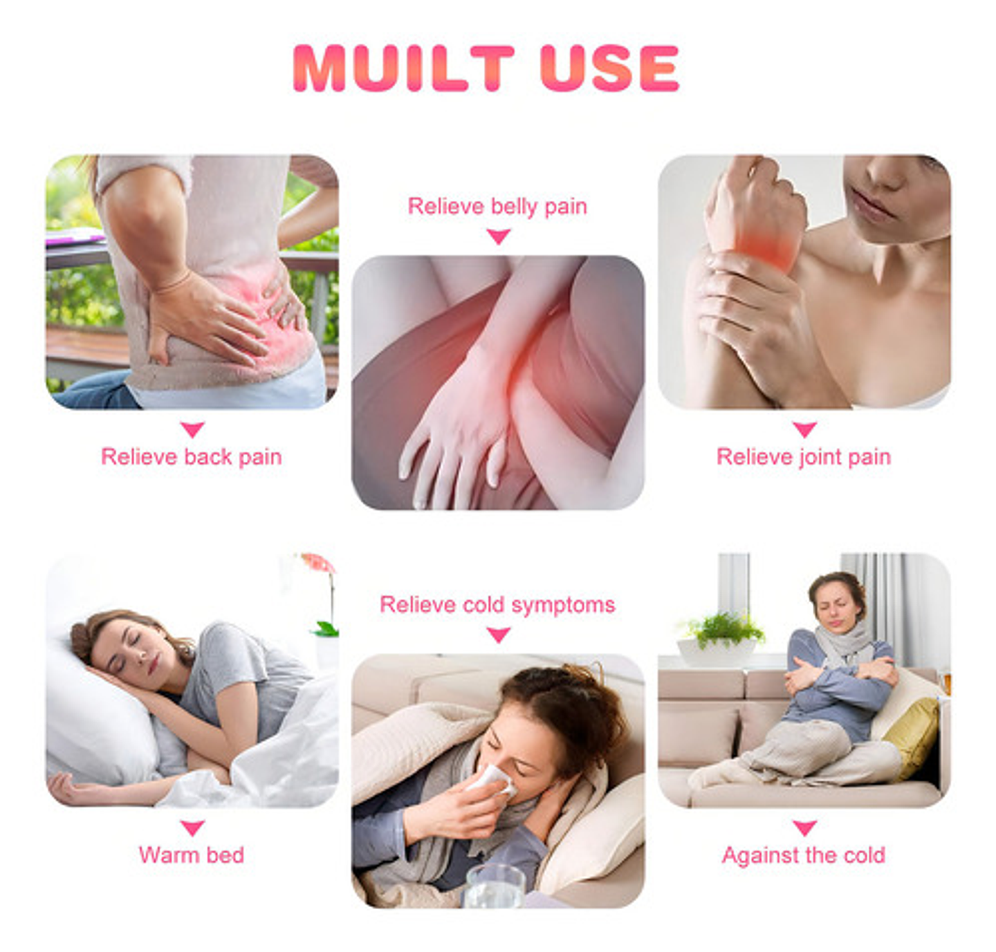 Guatero De Goma 2 Litros Compresa Calor Funda Tejida Dolor Muscular 2