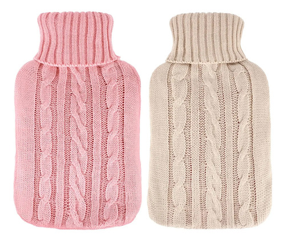 Guatero De Goma 2 Litros Compresa Calor Funda Tejida Dolor Muscular 1