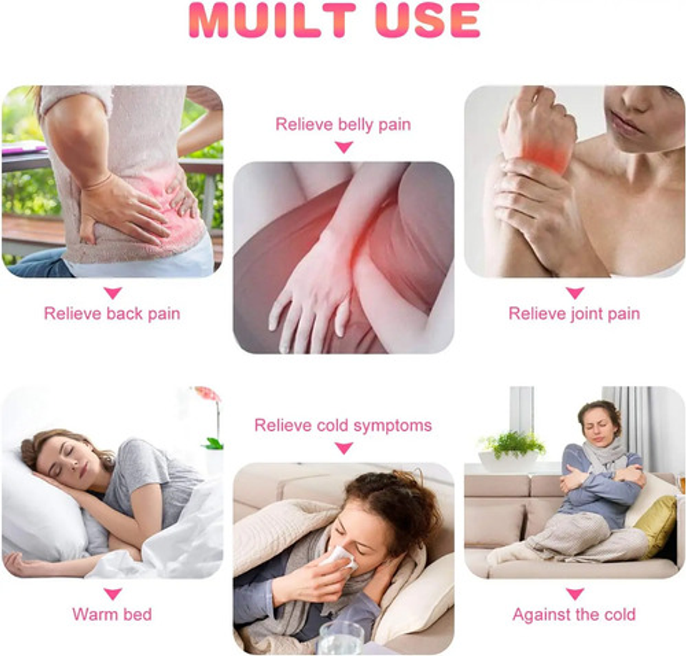 Guatero De Goma 2 Litros Compresa Calor Funda Tejida Dolor Muscular 2