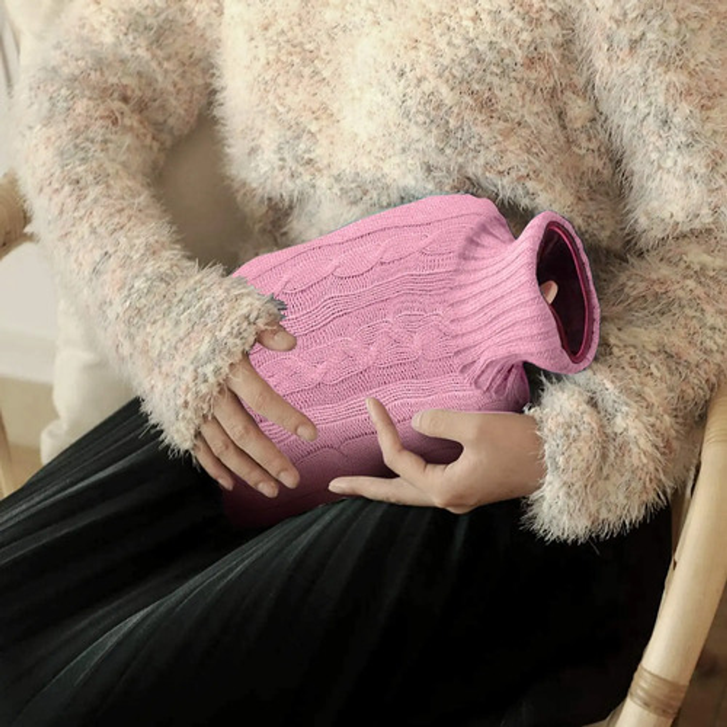 Guatero De Goma 2 Litros Compresa Calor Funda Tejida Dolor Muscular 7