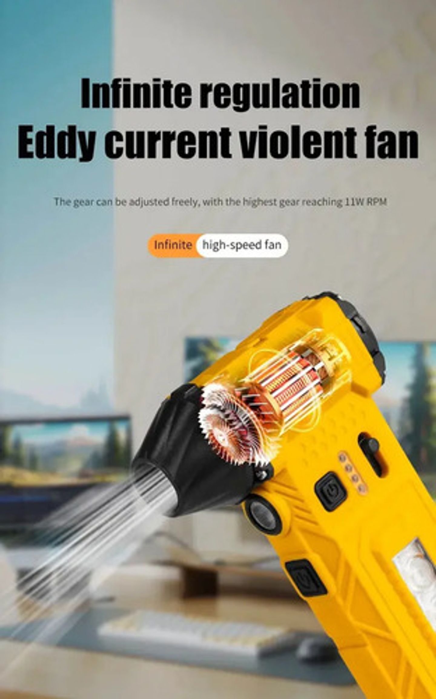 Soplador Eléctrico 130000 Rpm Turbo Jet 8000mah Portátil Negro 12