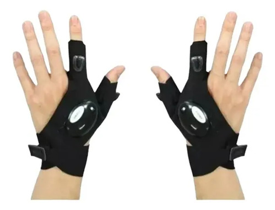 Guantes De Pesca Impermeables Con Linterna Led, Luz Nocturna Único Negro 1