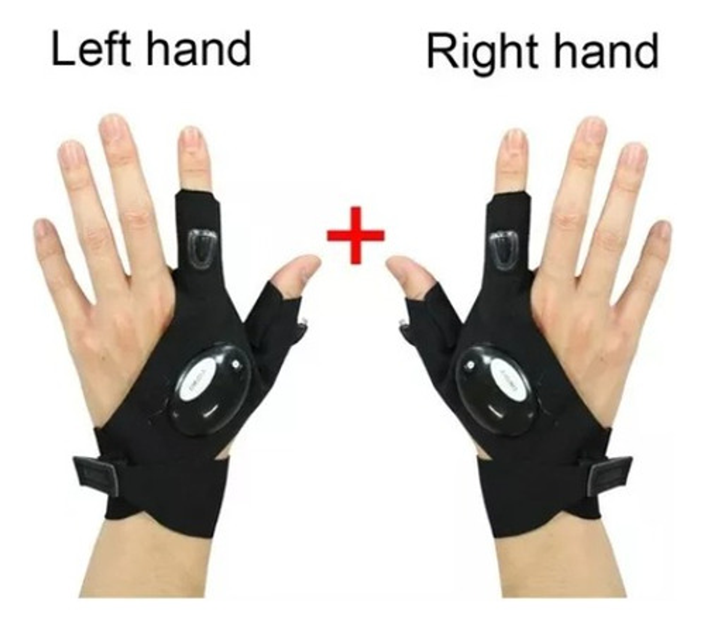 Guantes De Pesca Impermeables Con Linterna Led, Luz Nocturna Único Negro 2