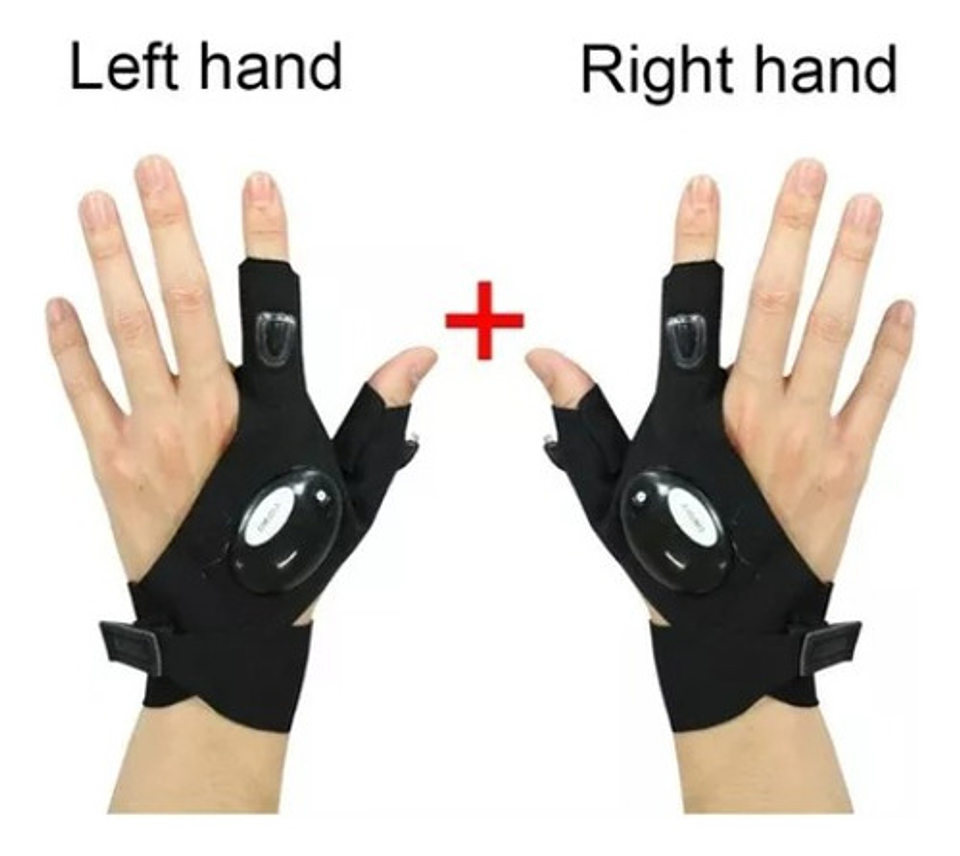 Guantes De Pesca Impermeables Con Linterna Led, Luz Nocturna Único Negro 2