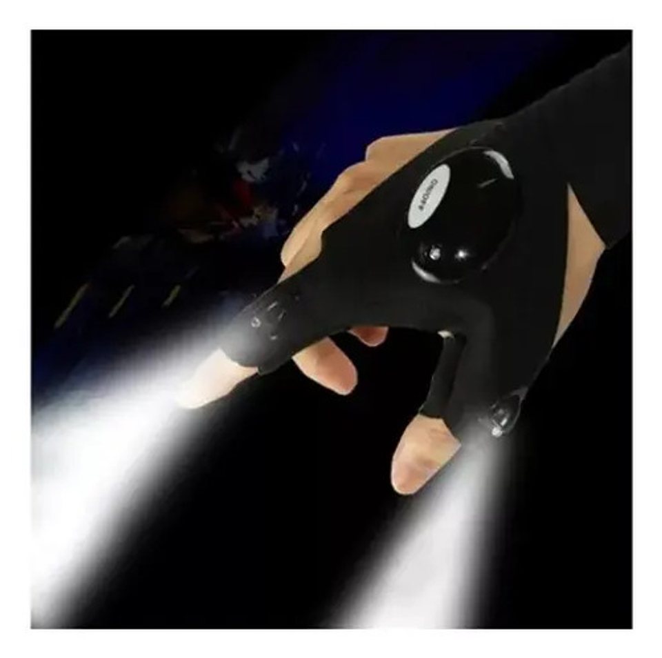 Guantes De Pesca Impermeables Con Linterna Led, Luz Nocturna Único Negro 3