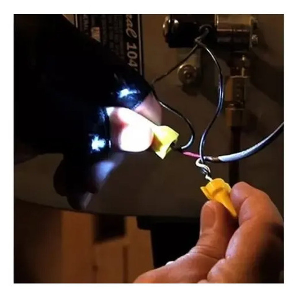 Guantes De Pesca Impermeables Con Linterna Led, Luz Nocturna Único Negro 6