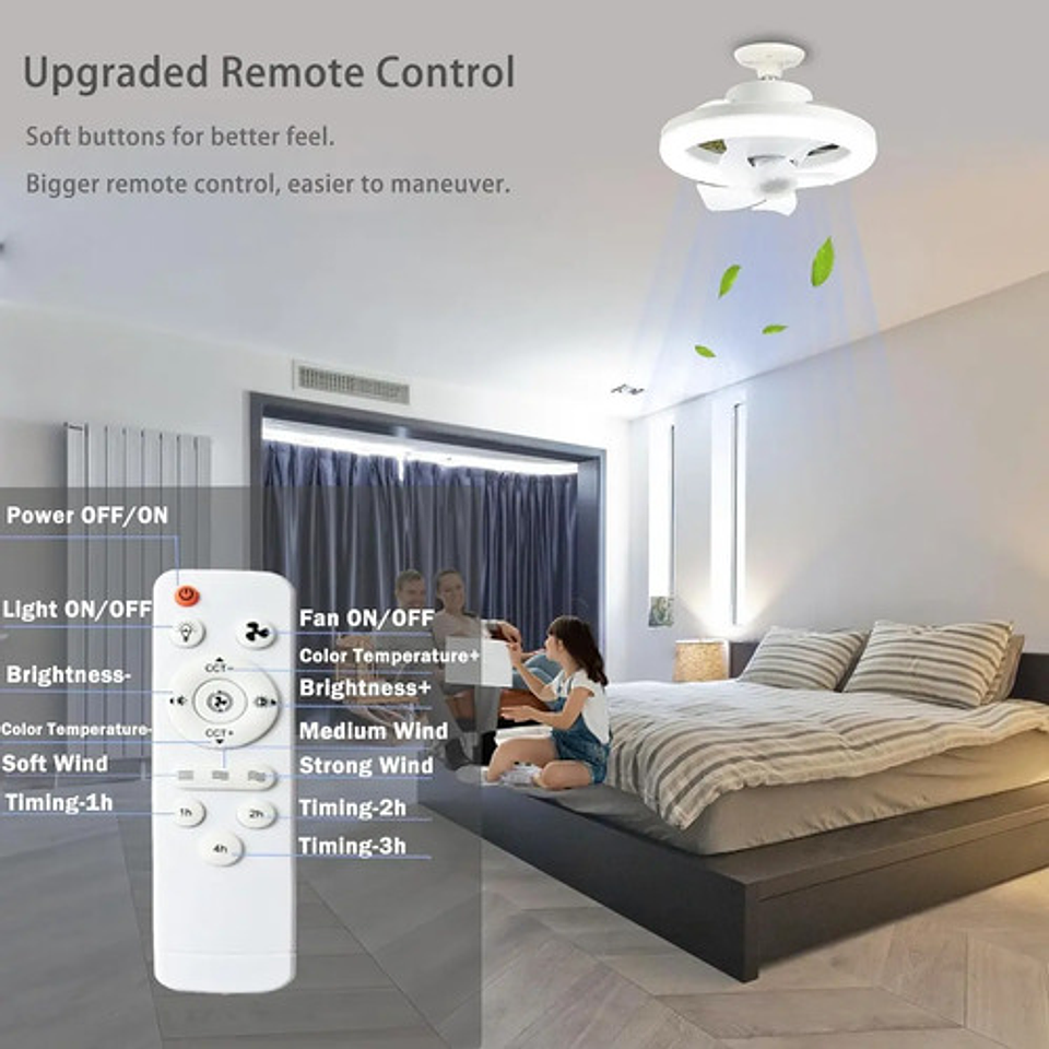 Lampara Led Control Remoto 360° Agita Cabeza  Admirador 5