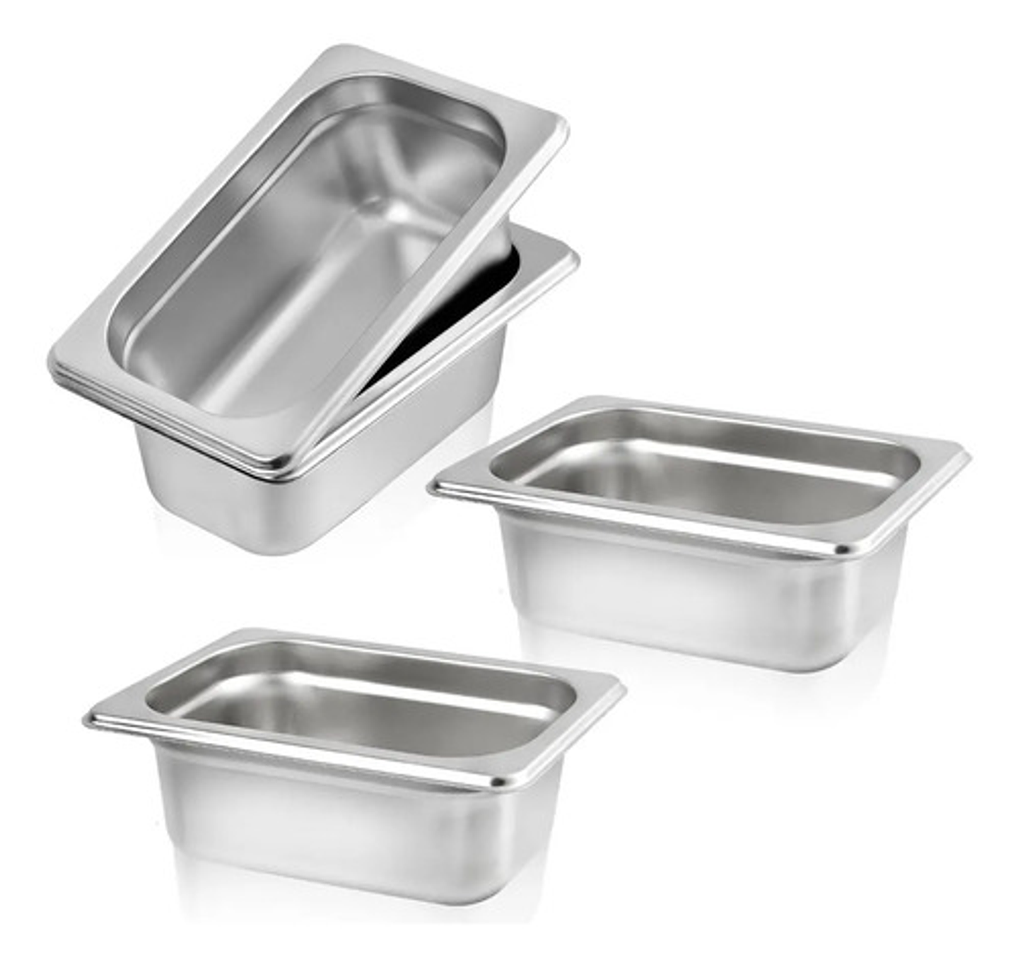 X2 Bandeja Deposito Gastronomico Acero Inox 26.5x16.5 1/4 1