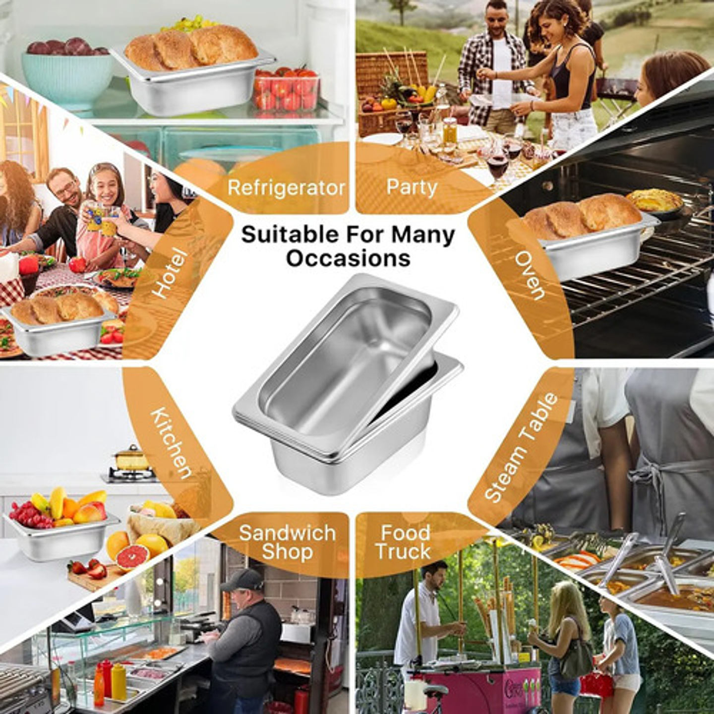 X2 Bandeja Deposito Gastronomico Acero Inox 26.5x16.5 1/4 6