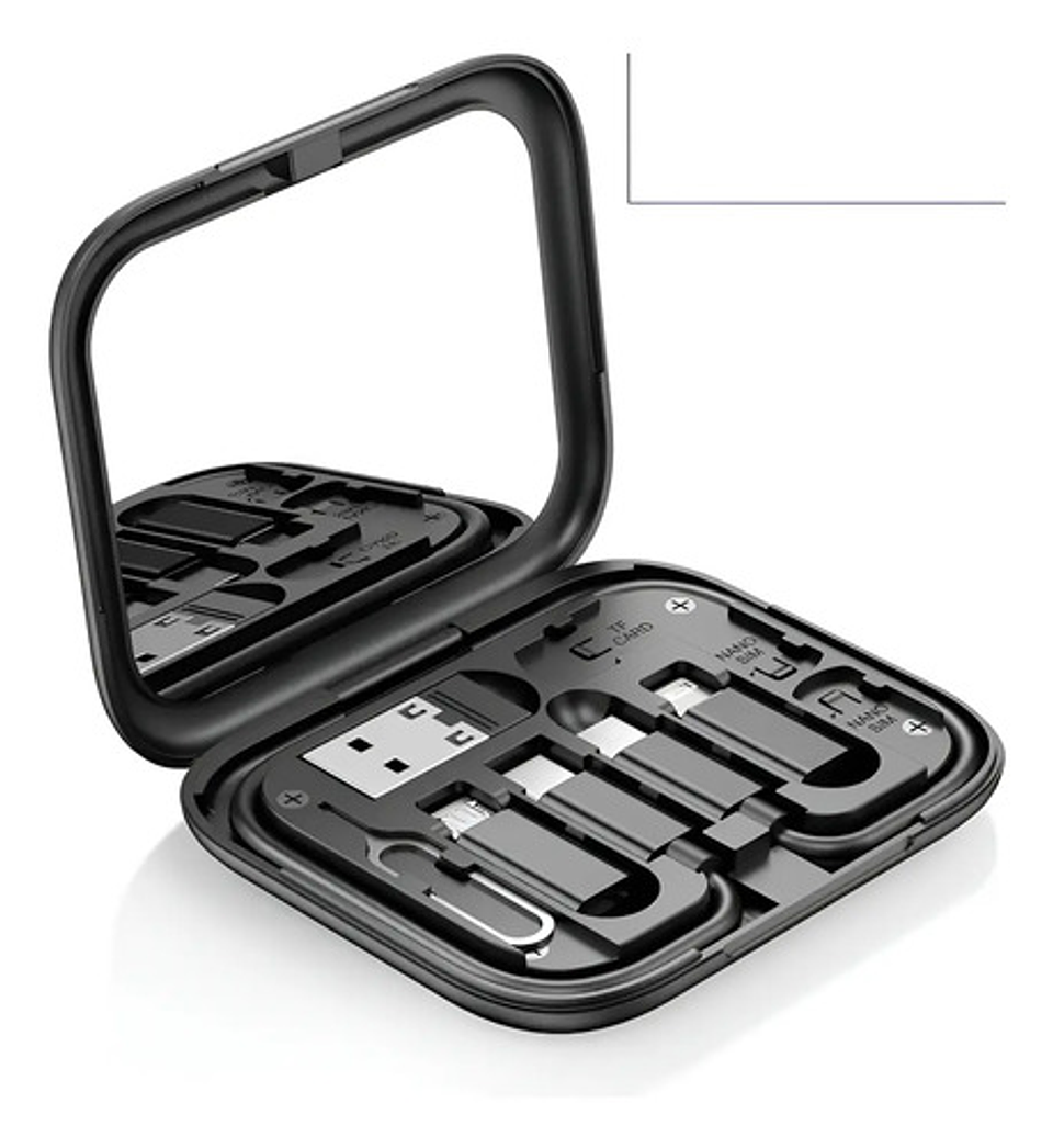 Cable Usb Tipo C Thek 4 En 1 Blanco Con Estuche Y Espejo Integrado 60w 1