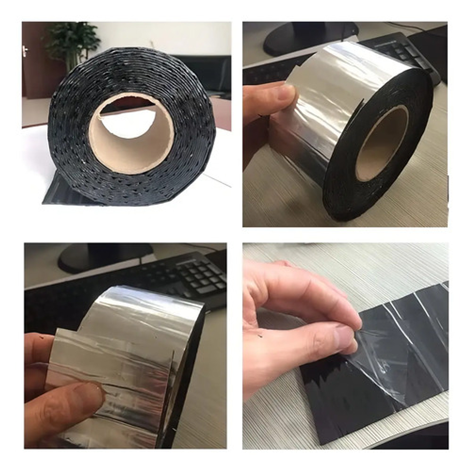 Cinta Aislante Impermeable Thek 10cm X 10m Para Techos Tuberías Anticorrosiva Plateado Liso 2