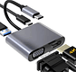 Hub Adaptador Usb-c 4 En 1: Vga+hdmi+usb 3.0+usb-c Pd 4k Hd - Miniatura 1