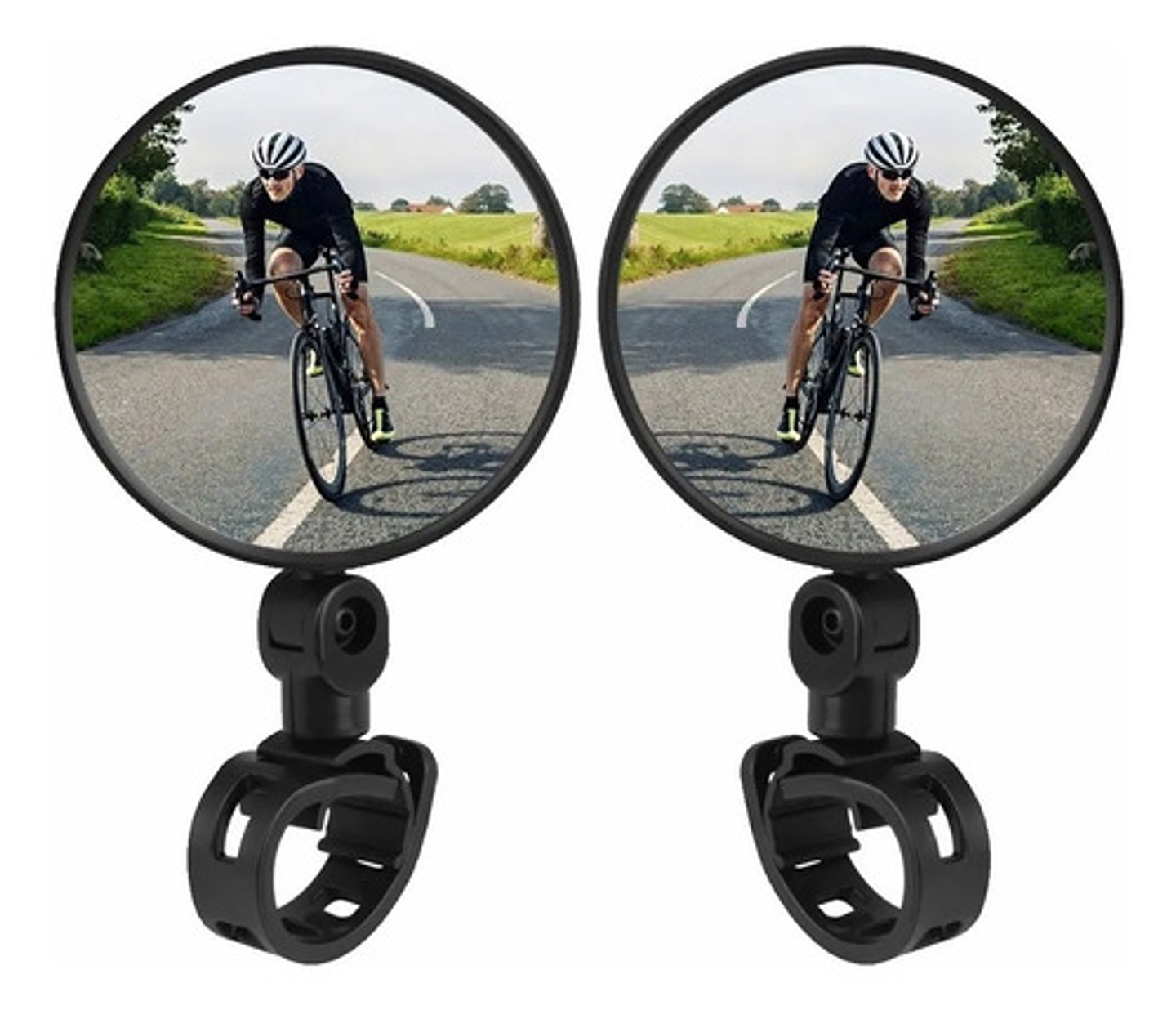 Espejo Retrovisor Redondo 360º Bicicleta O Moto Seguridad Negro 2