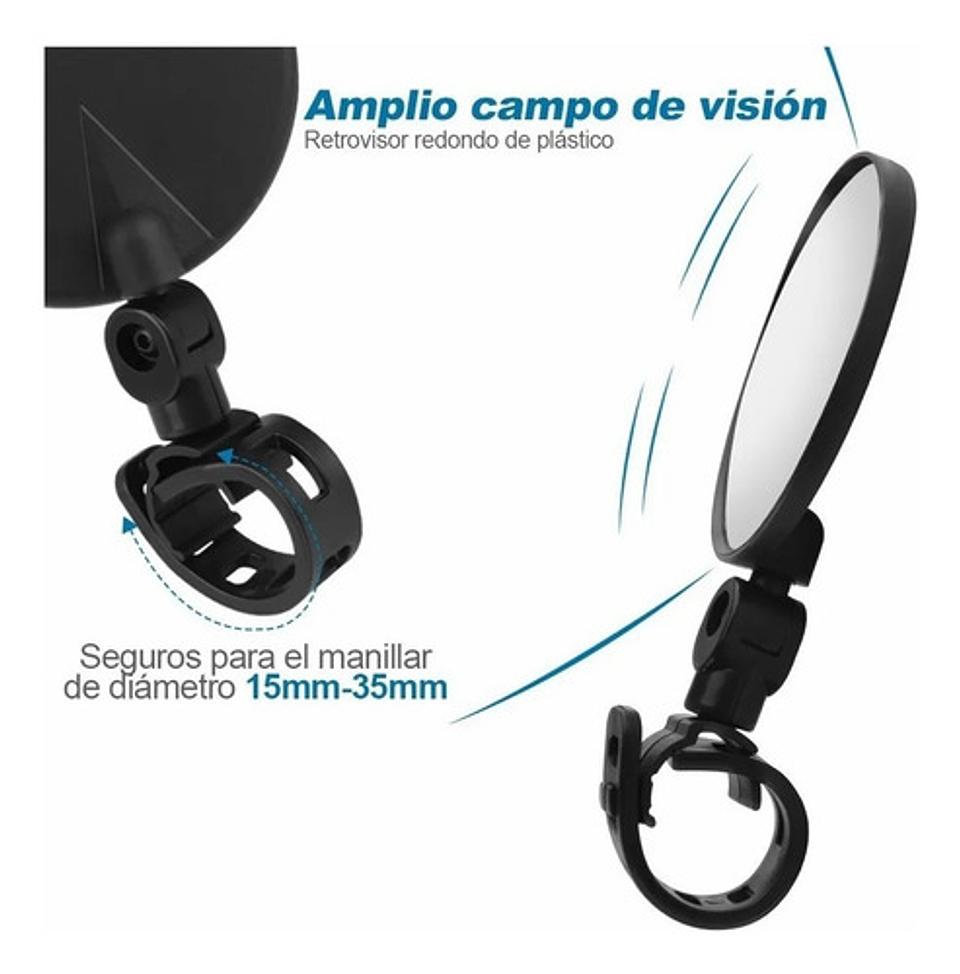 Espejo Retrovisor Redondo 360º Bicicleta O Moto Seguridad Negro 3