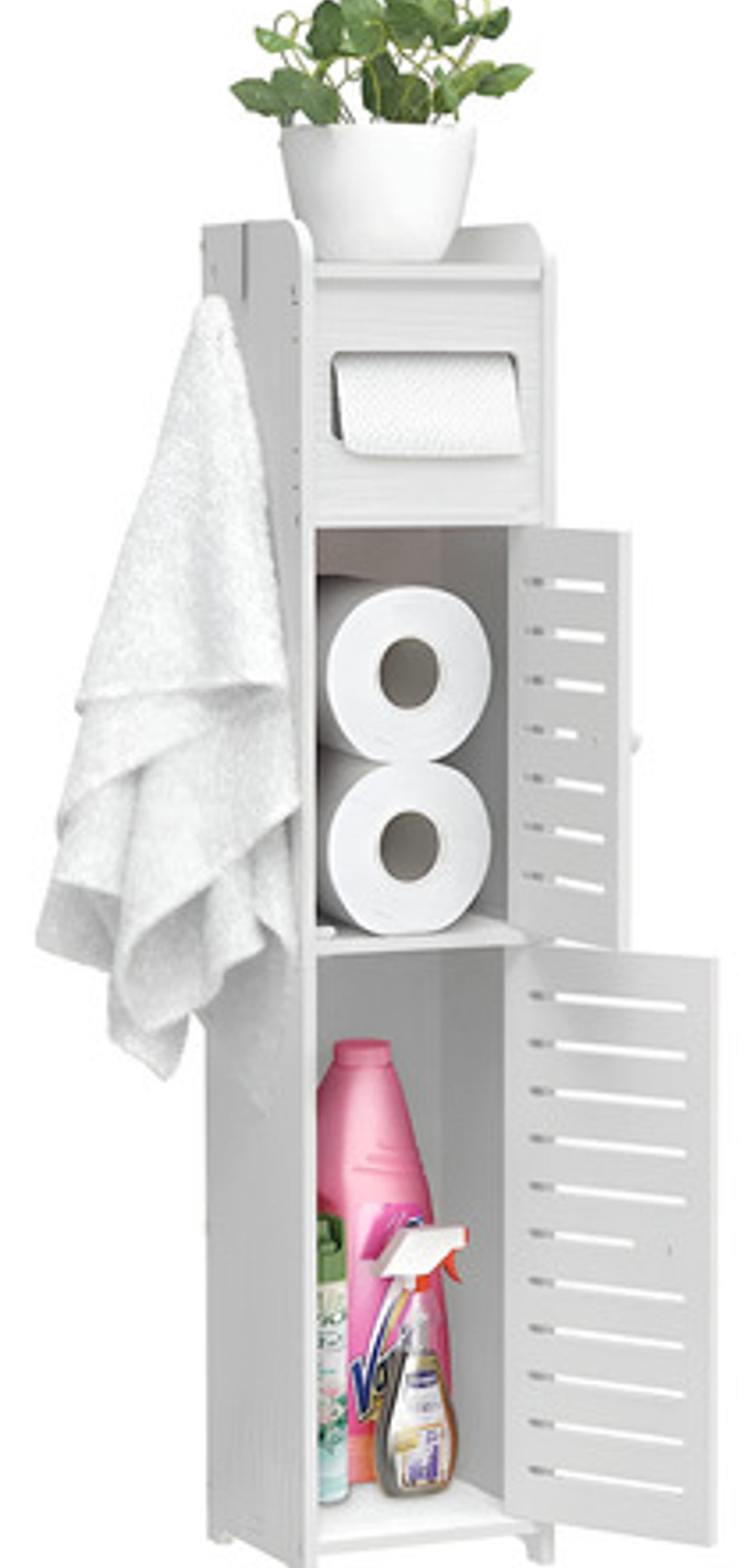 Estante Organizador Para Baño Multiuso Blanco Con Puertas 1