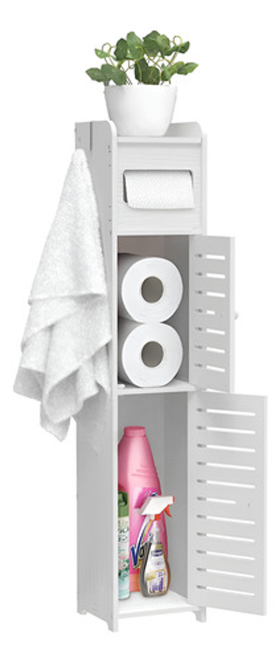 Estante Organizador Para Baño Multiuso Blanco Con Puertas 1