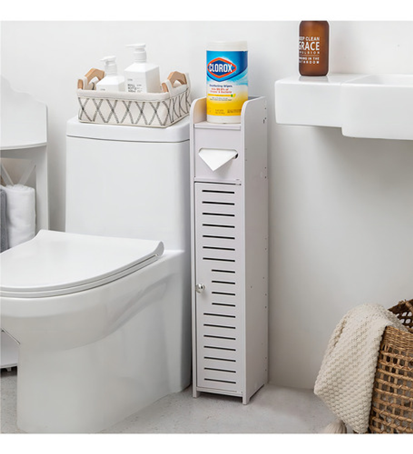 Estante Organizador Para Baño Multiuso Blanco Con Puertas 4