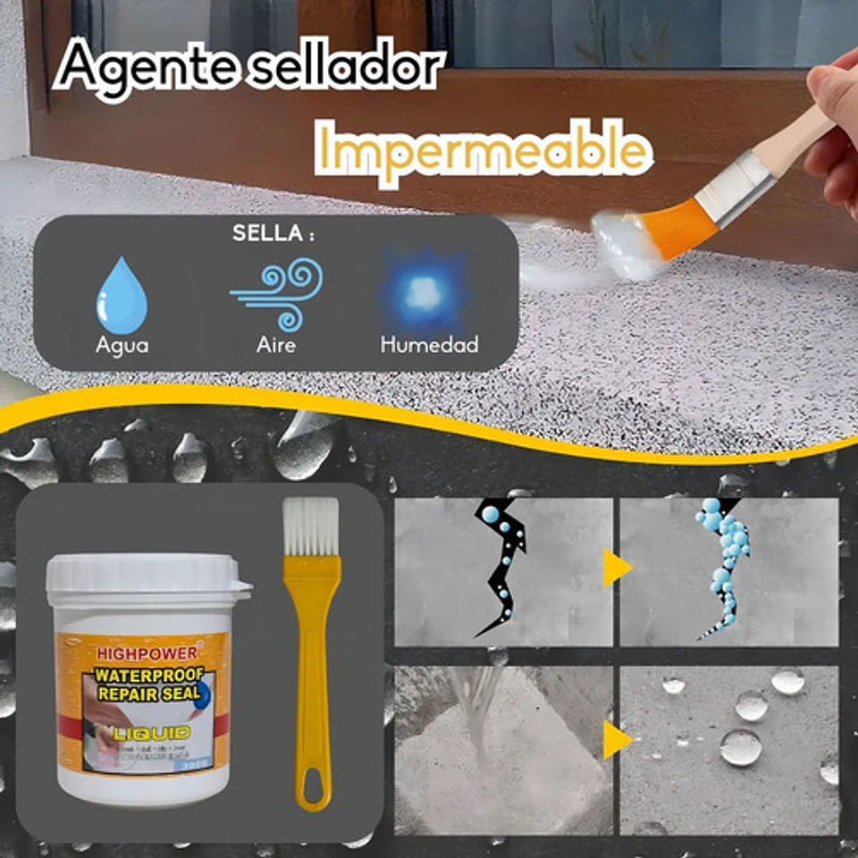 X3 Tapagotera Sellador Impermeabilizante 300g + Brocha 6
