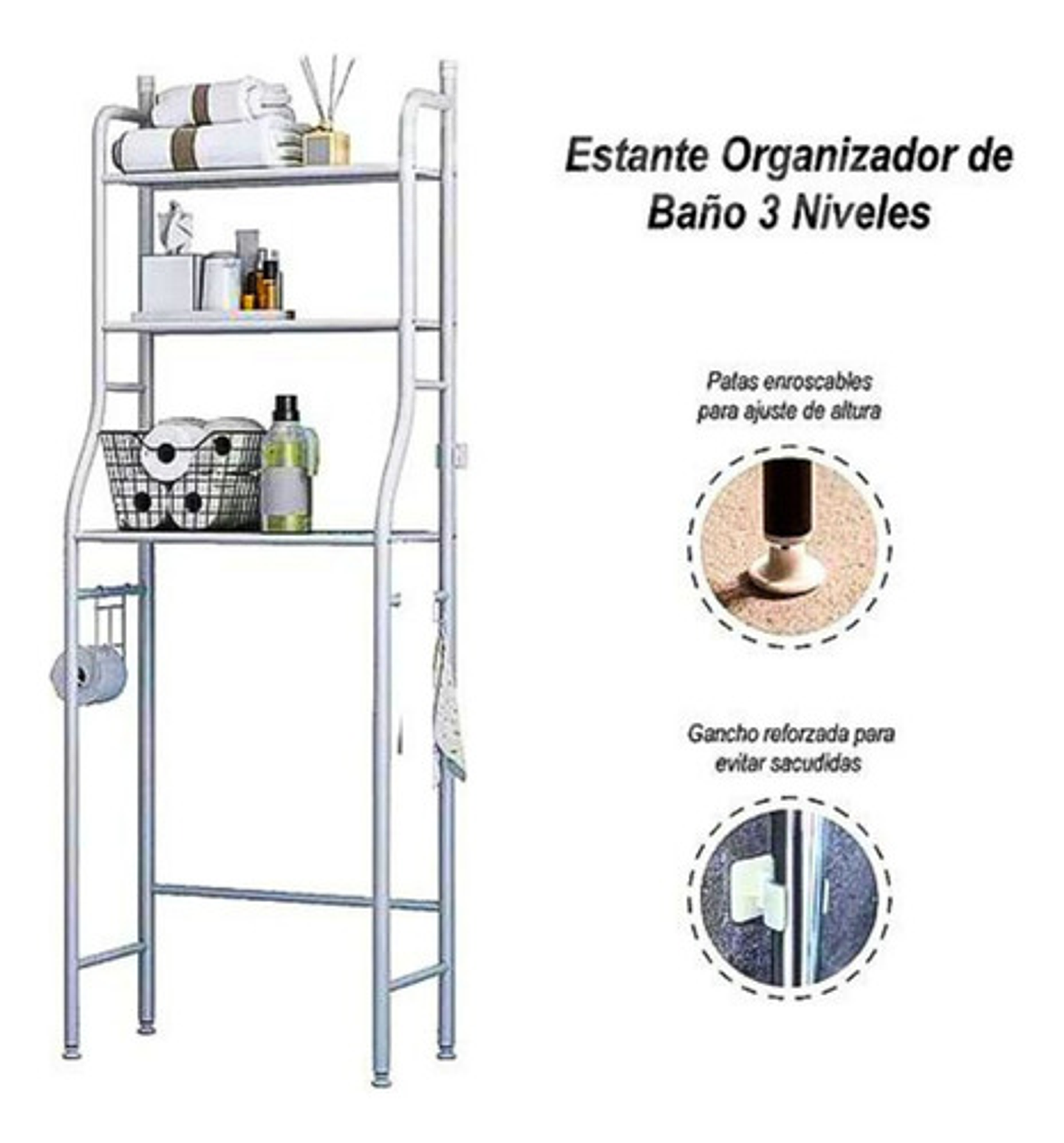 Organizador De Baño Niveles Estante De Inodoro Toilet Rack 3