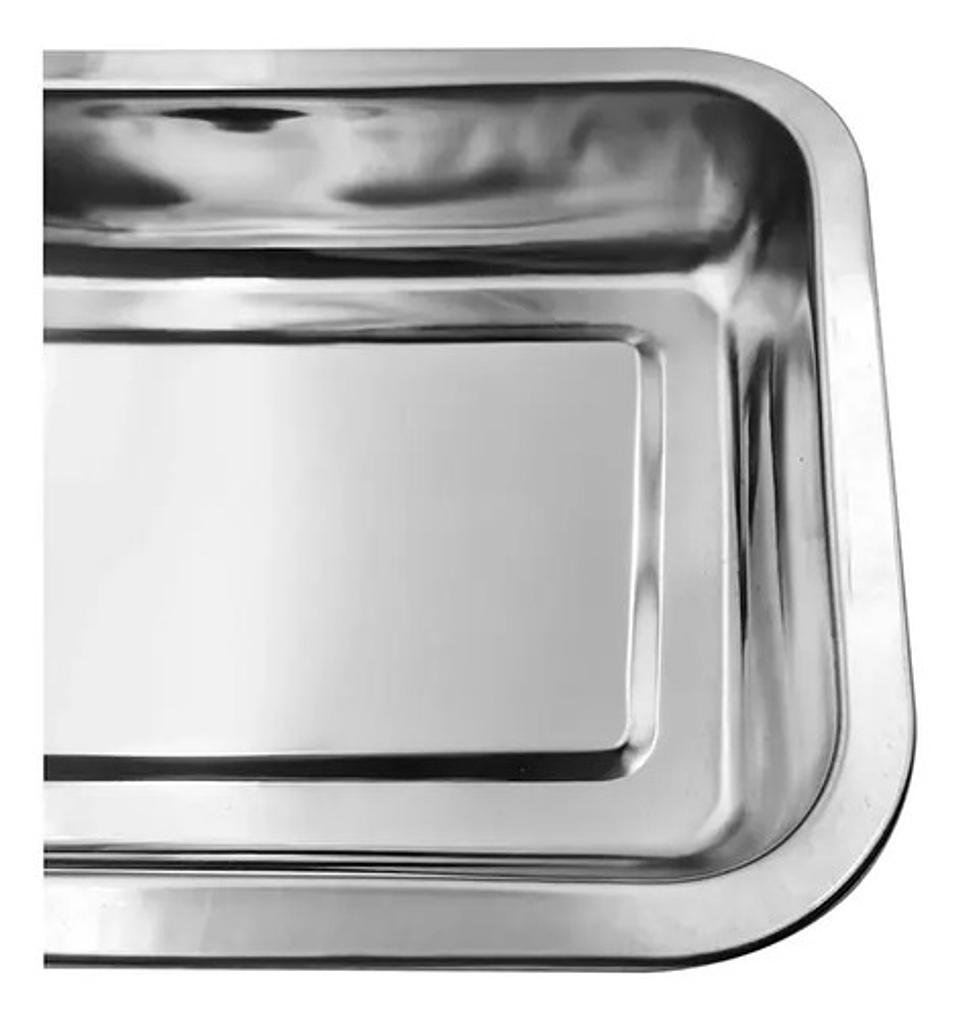 X6 Bandeja Fuente Rectangular Acero Inoxidable 32x22x4.8cm Plateado 3