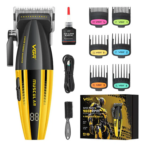 Cortadora De Pelo Profesional Thek Vgr 285 9000rpm Inalámbrica Pantalla Usb-c Negro
