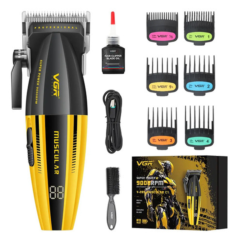 Cortadora De Pelo Profesional Thek Vgr 285 9000rpm Inalámbrica Pantalla Usb-c Negro 1