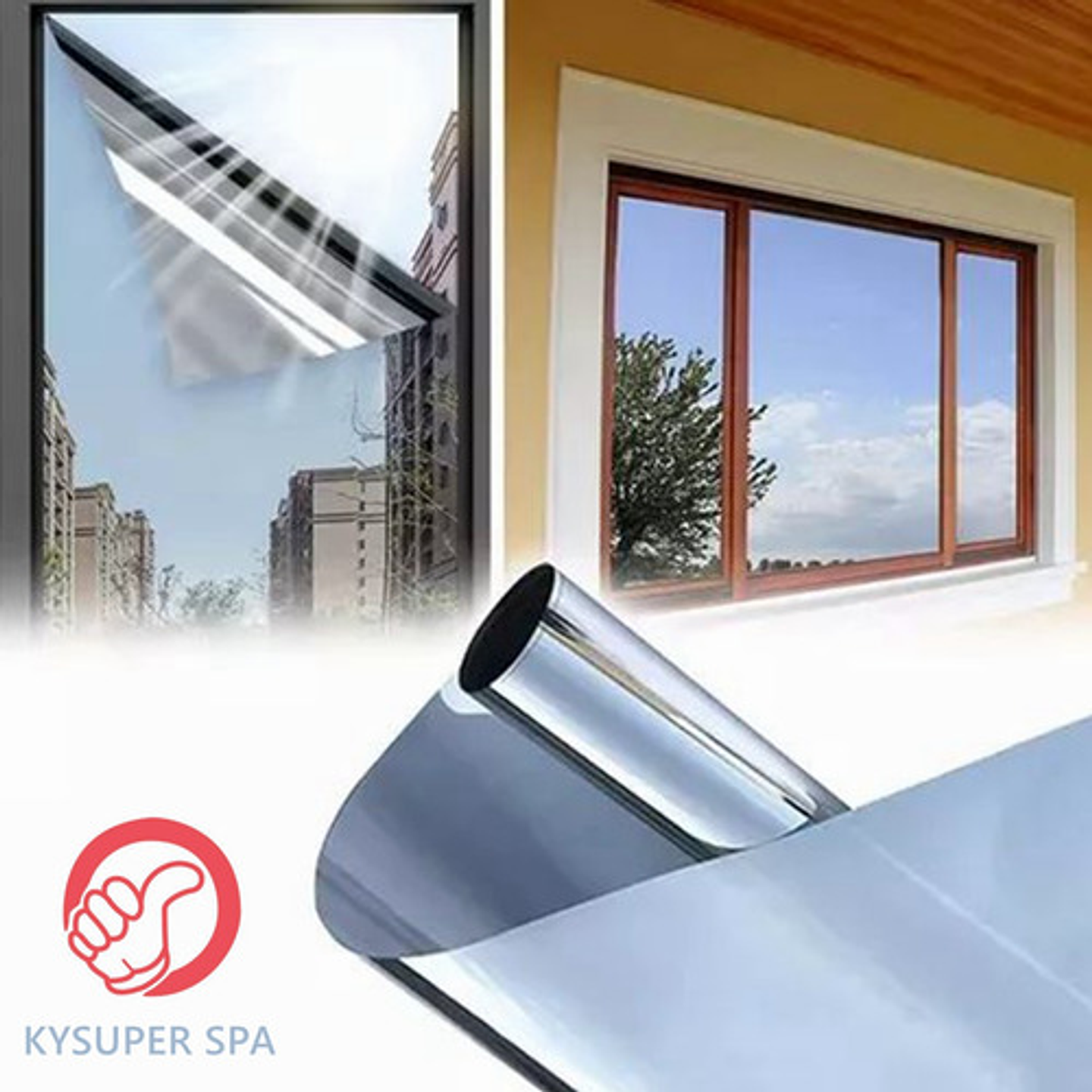 Lamina Film Polarizado Espejeado Exterior Para Vidrio 1mx60 Plateado 2