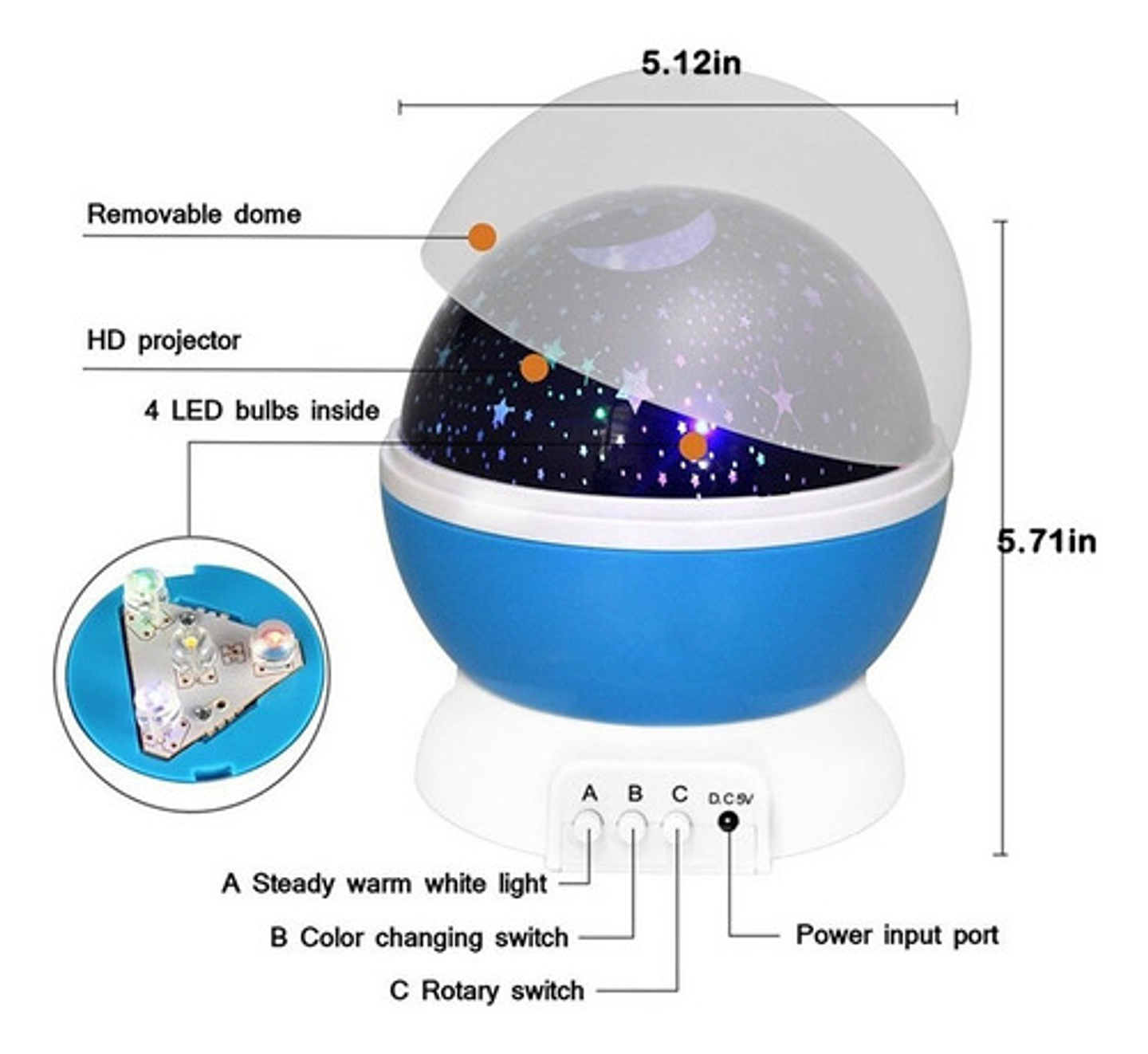 Proyector Lámpara Luz Led Cielo Estrella Espanta Cuco Niños 11