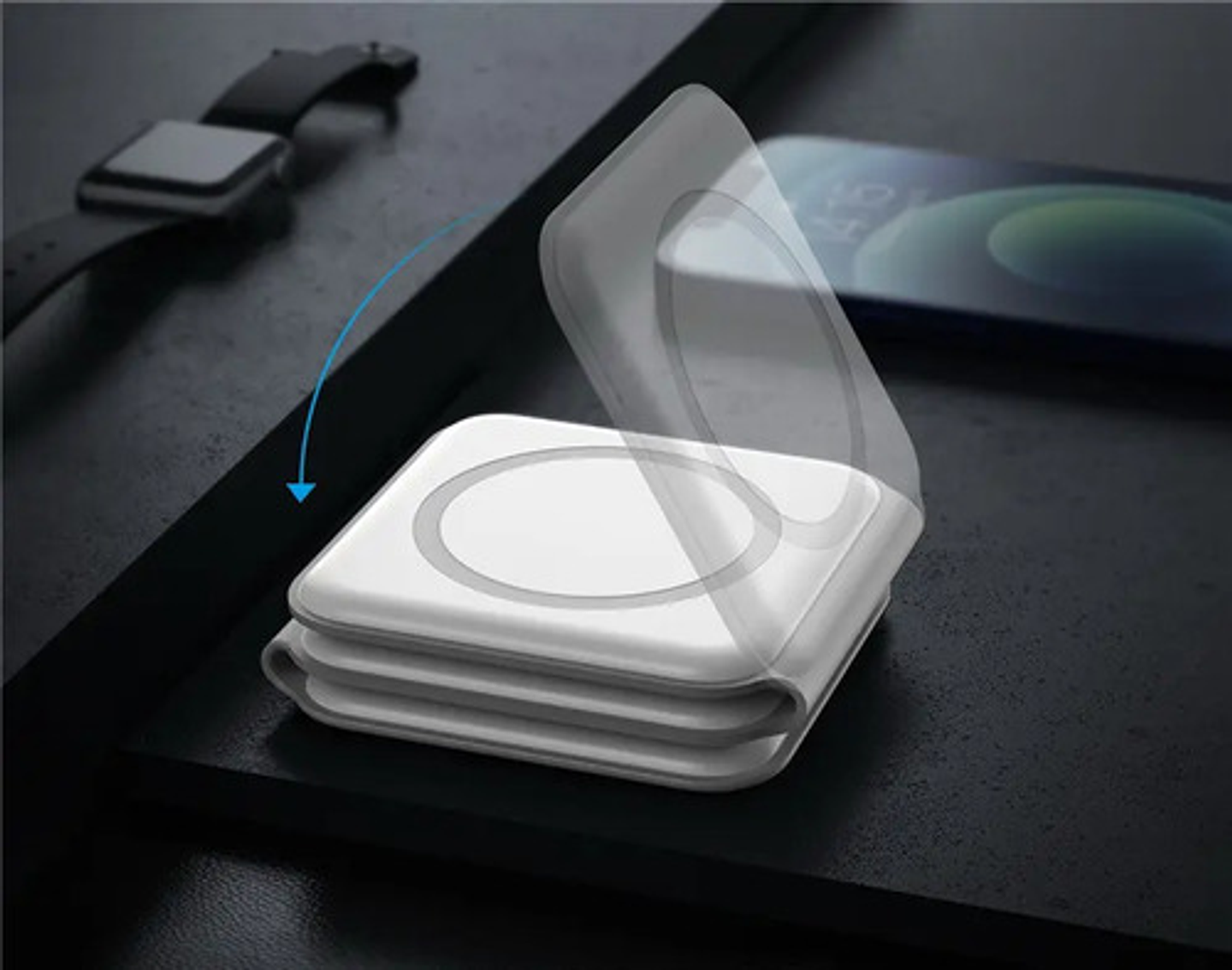 Cargador Inalámbrico Rápido 3 En 1 Vidvie Magsafe Para iPhone, Apple Watch Y AirPods Blanco 5