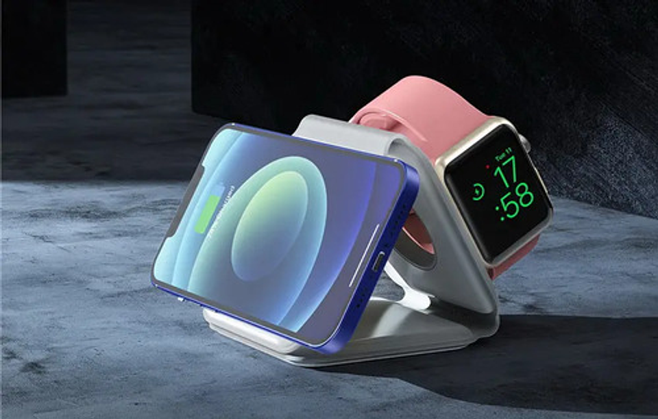 Cargador Inalámbrico Rápido 3 En 1 Vidvie Magsafe Para iPhone, Apple Watch Y AirPods Blanco 6