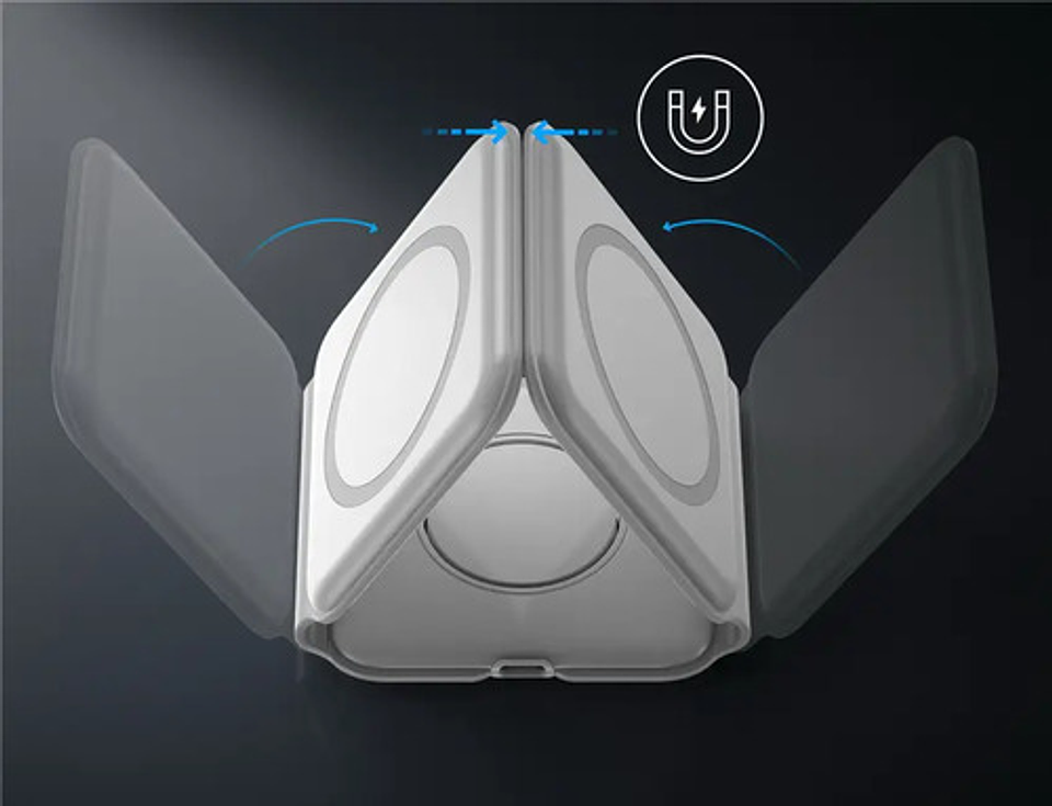 Cargador Inalámbrico Rápido 3 En 1 Vidvie Magsafe Para iPhone, Apple Watch Y AirPods Blanco 7