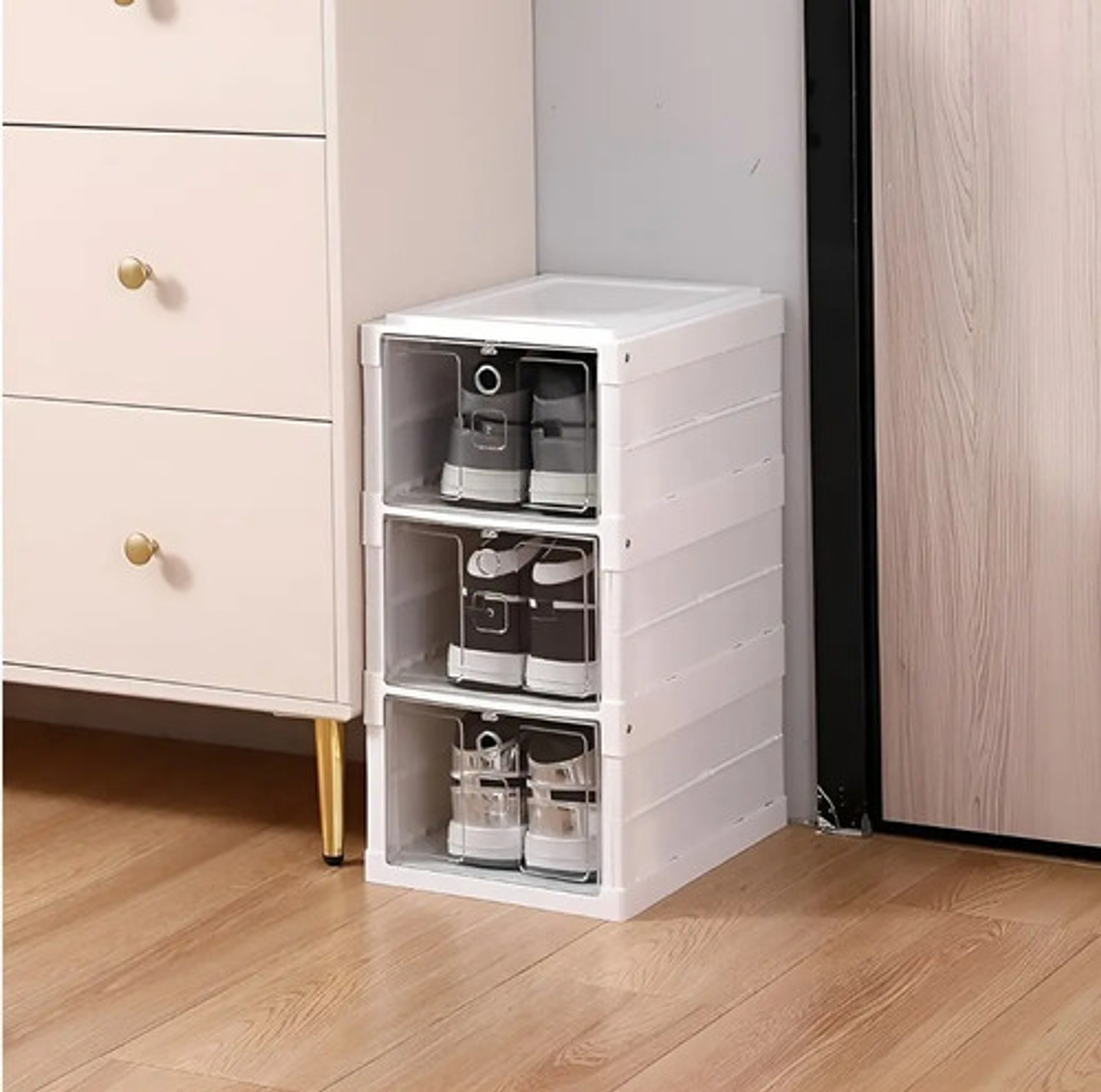 Zapatera Organizador Caja Apilable Para Zapatos 3 Niveles Blanco 4
