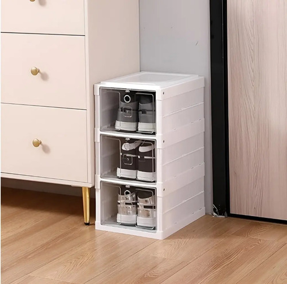 Zapatera Organizador Caja Apilable Para Zapatos 3 Niveles Blanco 4