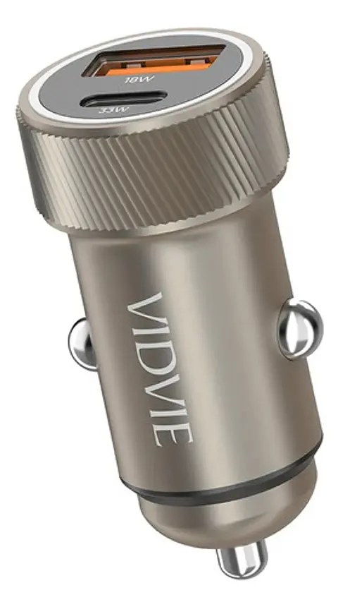 Cargador Auto Vidvie Carga Rápida 33w Con Usb-a 18w Y Tipo C 30w Gris Gris Cc542