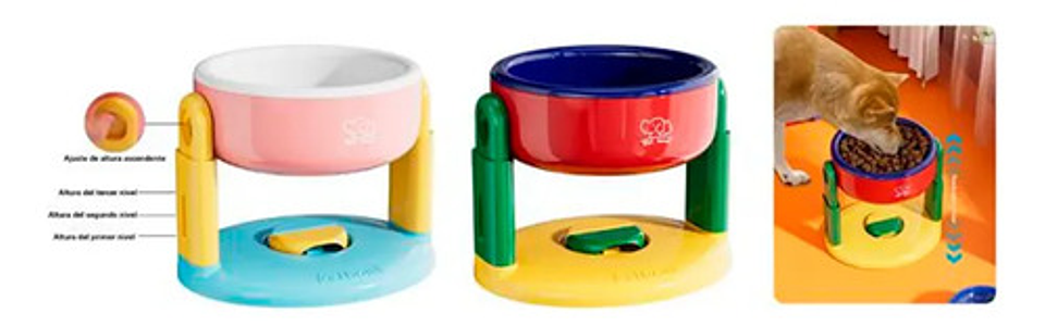 Tazón De Alimentación Antideslizante Ajustable Perros  Gatos 2