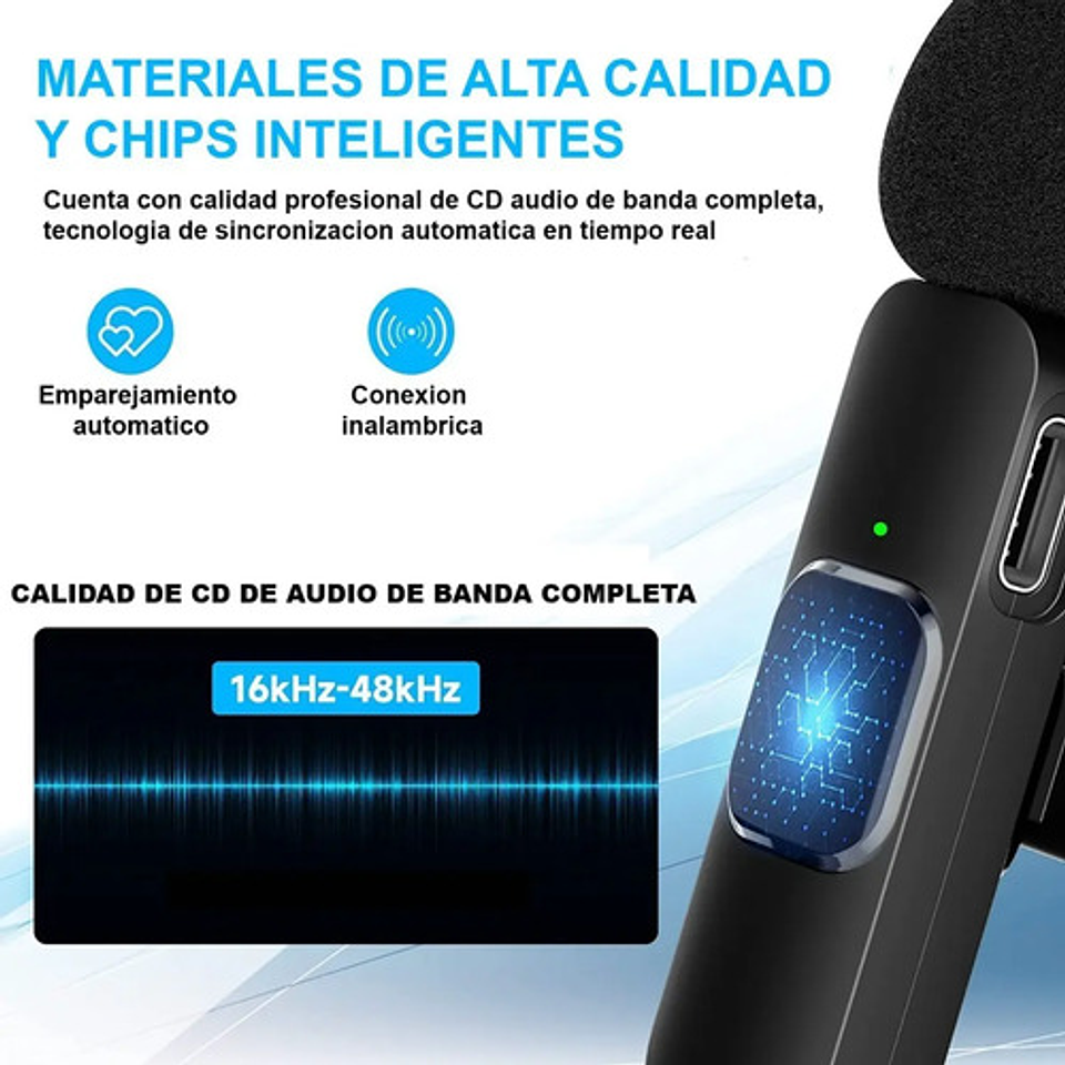 Micrófono Inalámbrico Para Android Lavalier Solapa Usb-c C Negro 2