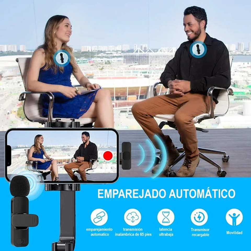 Micrófono Inalámbrico Para Android Lavalier Solapa Usb-c C Negro 4