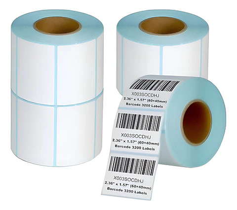 Rollo 1000 Etiquetas Thek Termoadhesivas Térmicas 40x30mm Papel Blanco