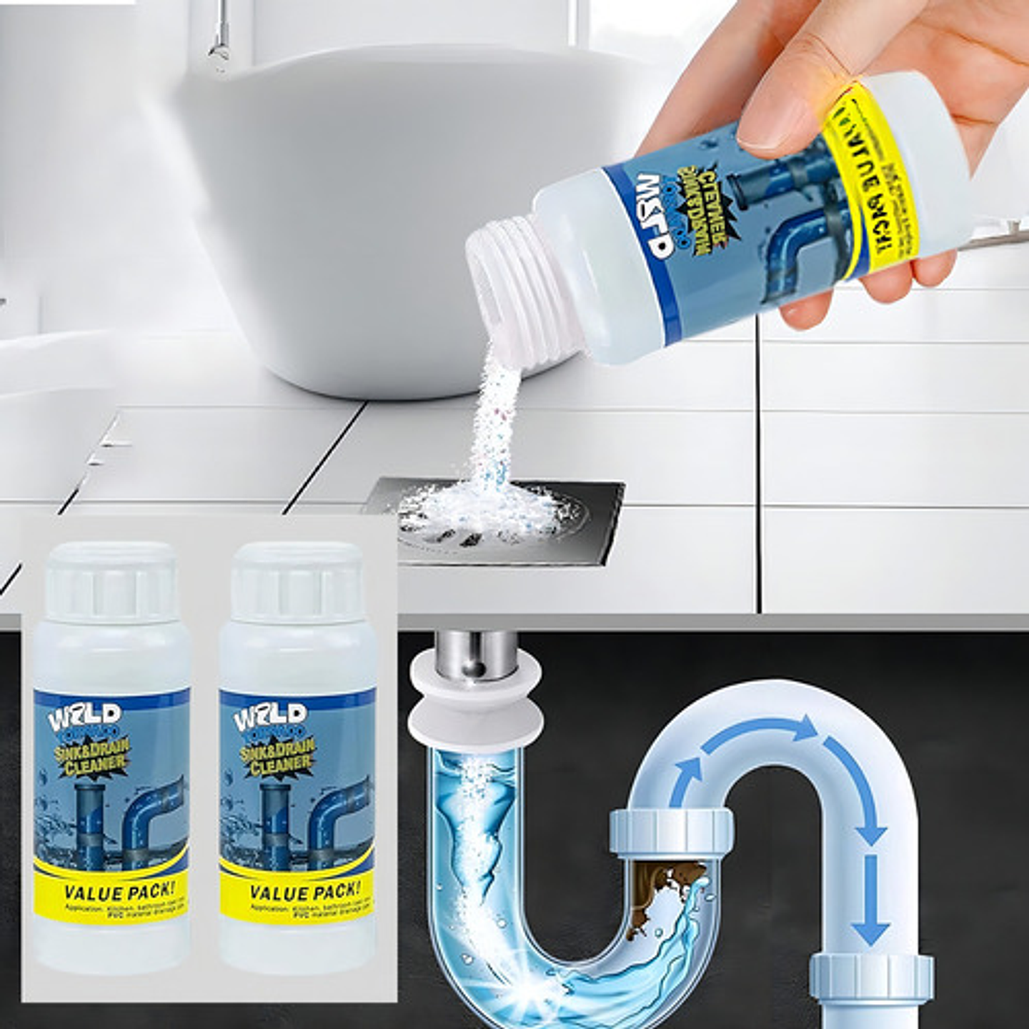 X2 Removedor Destapa Cañería Desagüe Granulado Caños 3