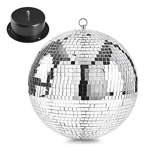 Bola Espejo 20cm Bola Disco + Base Giratoria A 220v Blanco