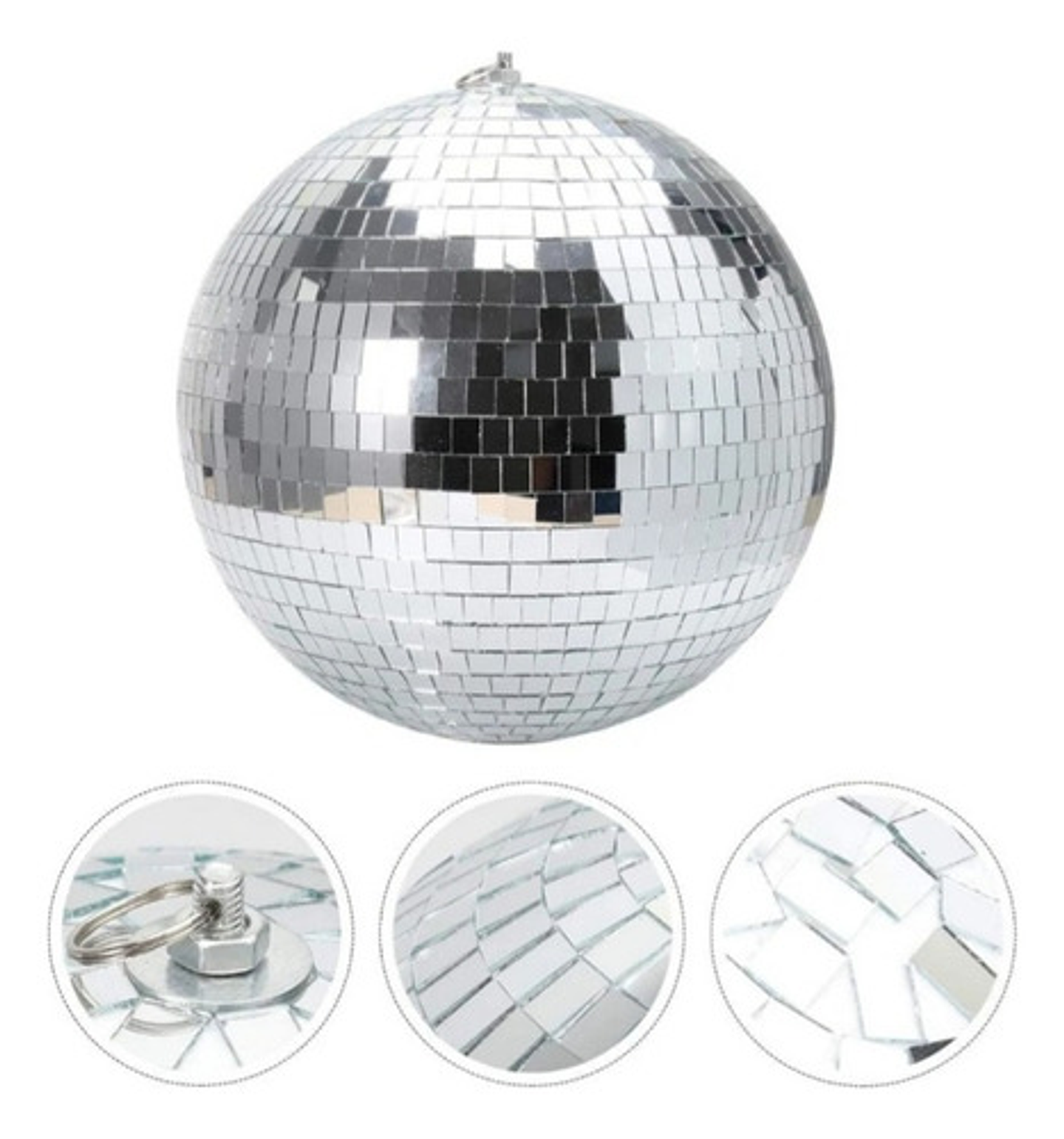 Bola Espejo 20cm Bola Disco + Base Giratoria A 220v Blanco 2